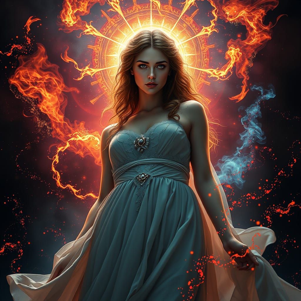 Venus Goddess of Love Shines in Dark Mystical Realm