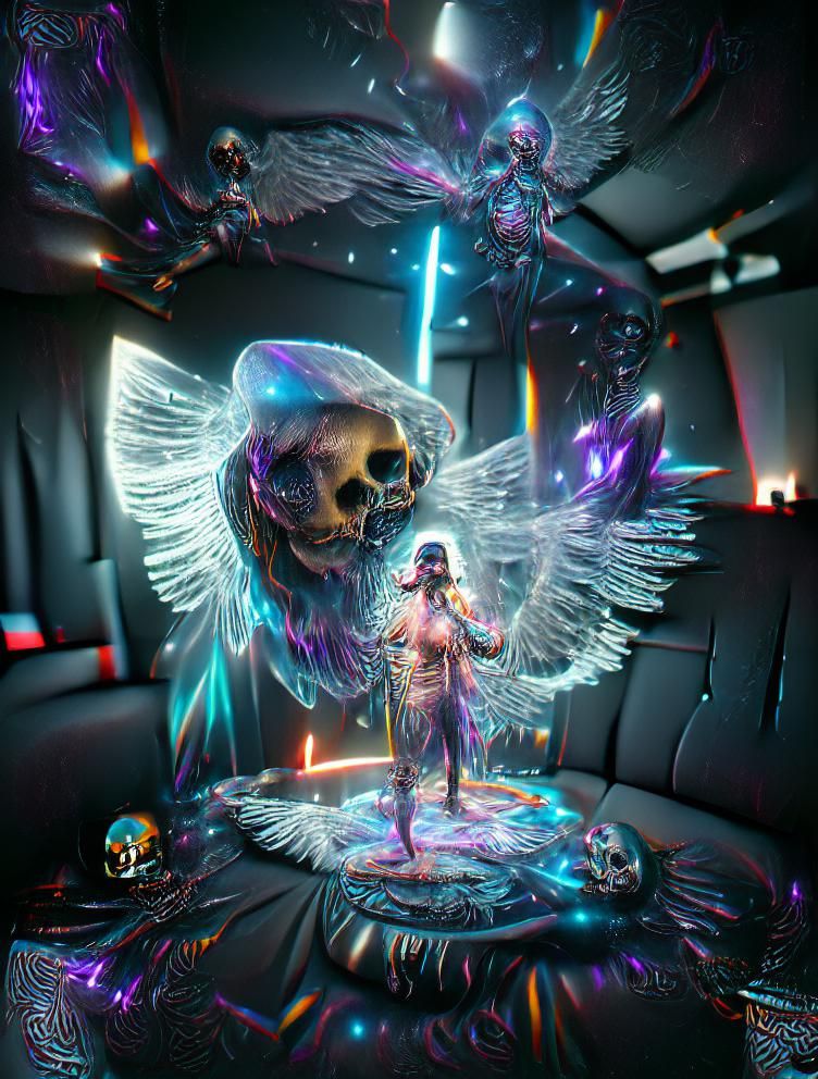 Astral Angel of Death in Holographic Illustration