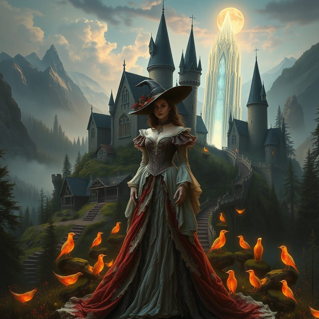 Mystical Woman Reigns in Gothic Castle Fantasy