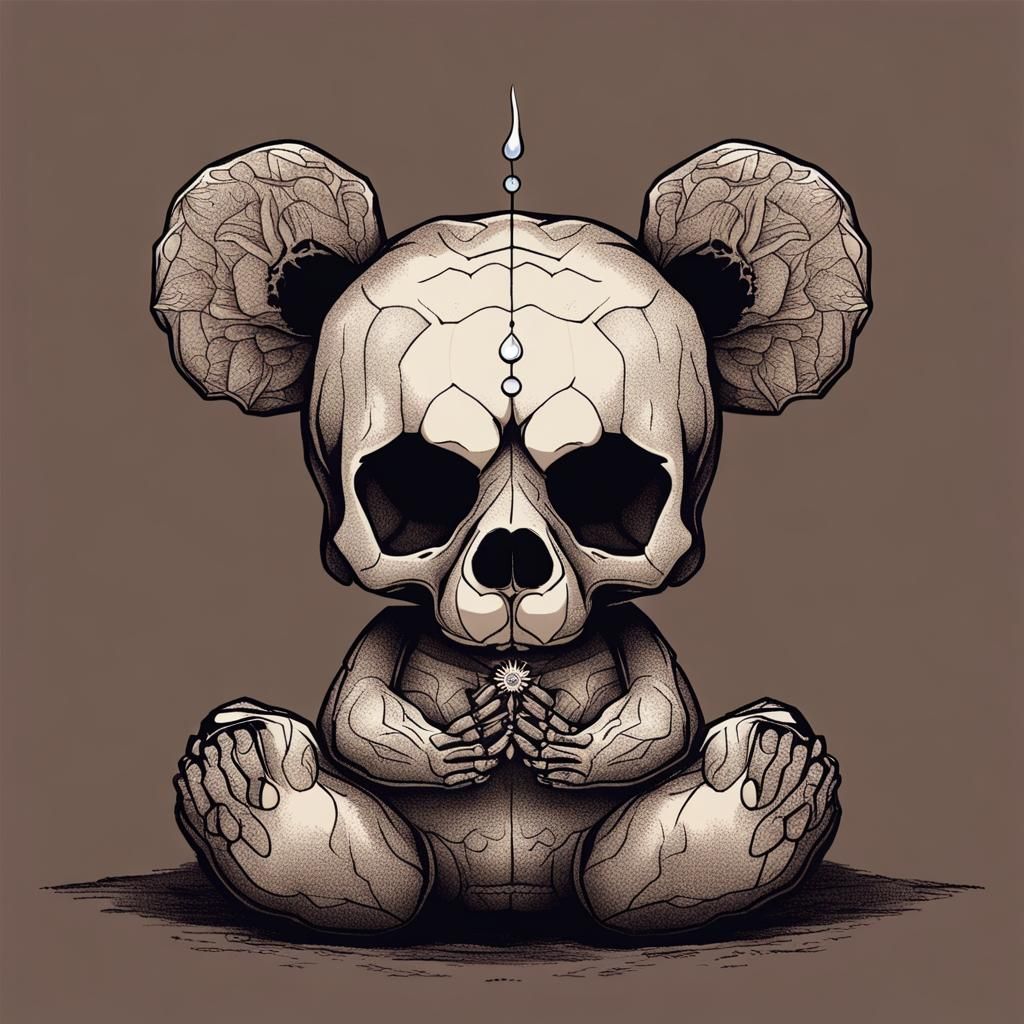 Teddy Bear Skull Meditating