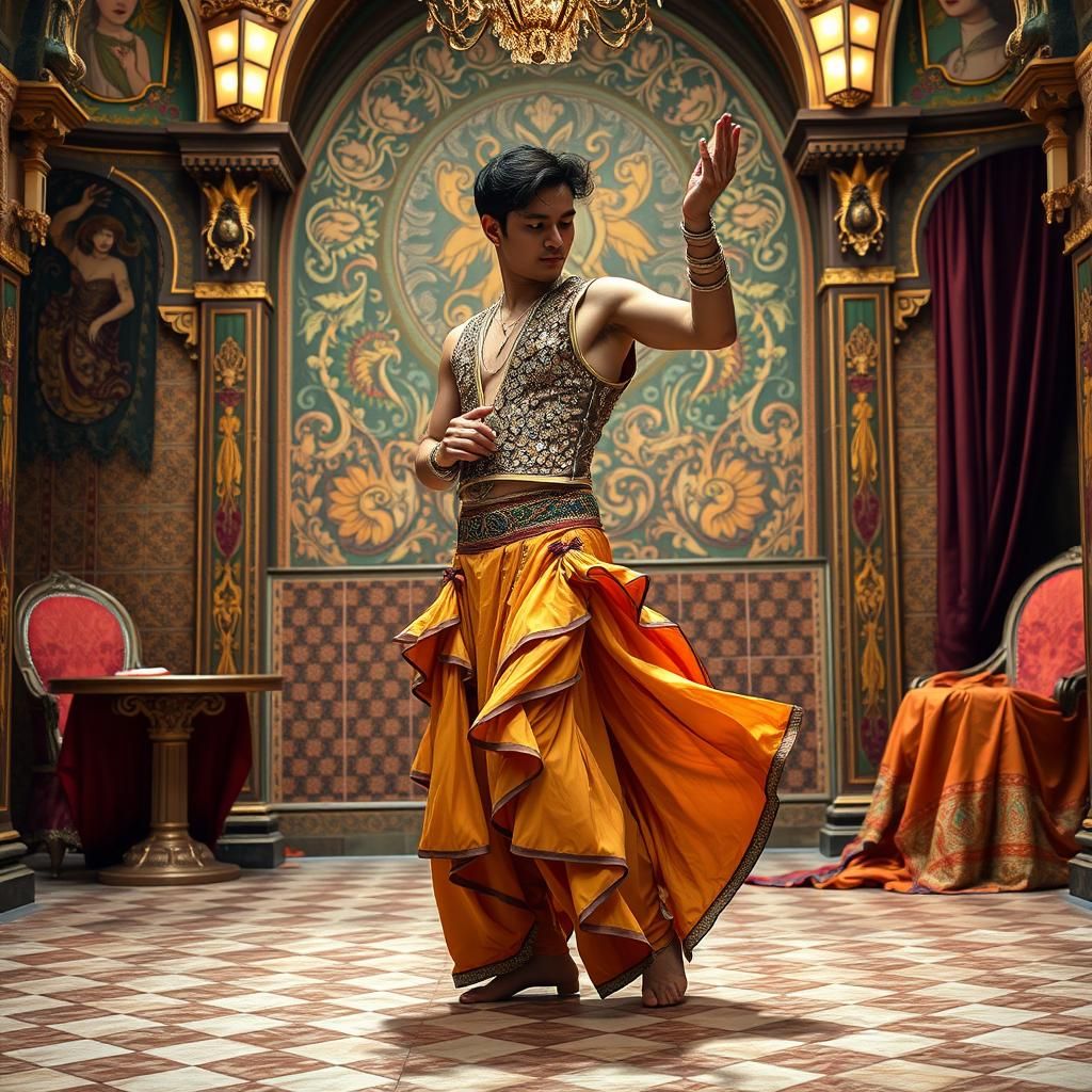 Male Belly Dancer in Art Nouveau Style