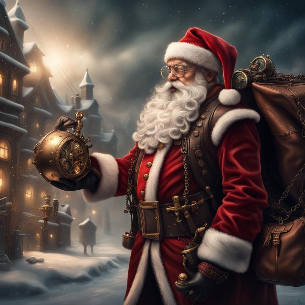 Steampunk Santa Claus with Toy Bag