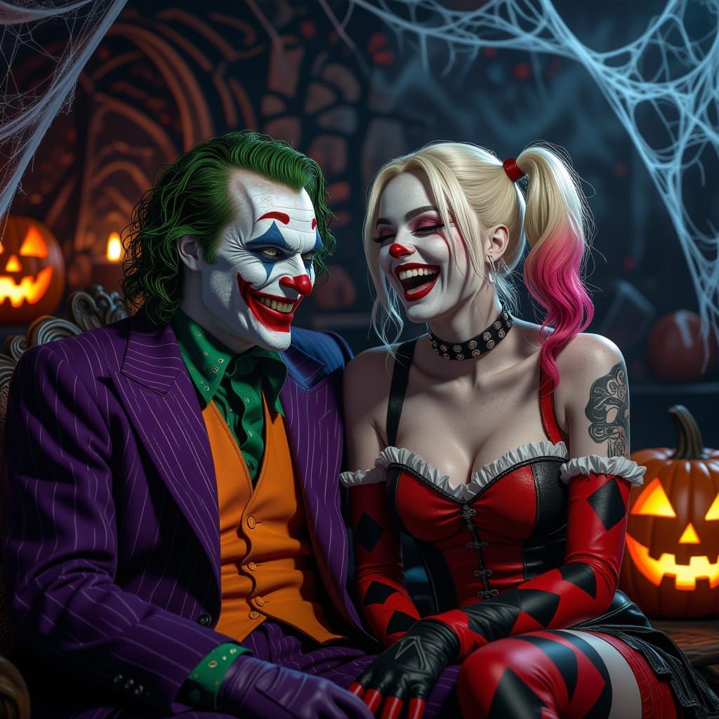 Joker and Harley Quinn in Halloween Costumes: Ultra Realisti...