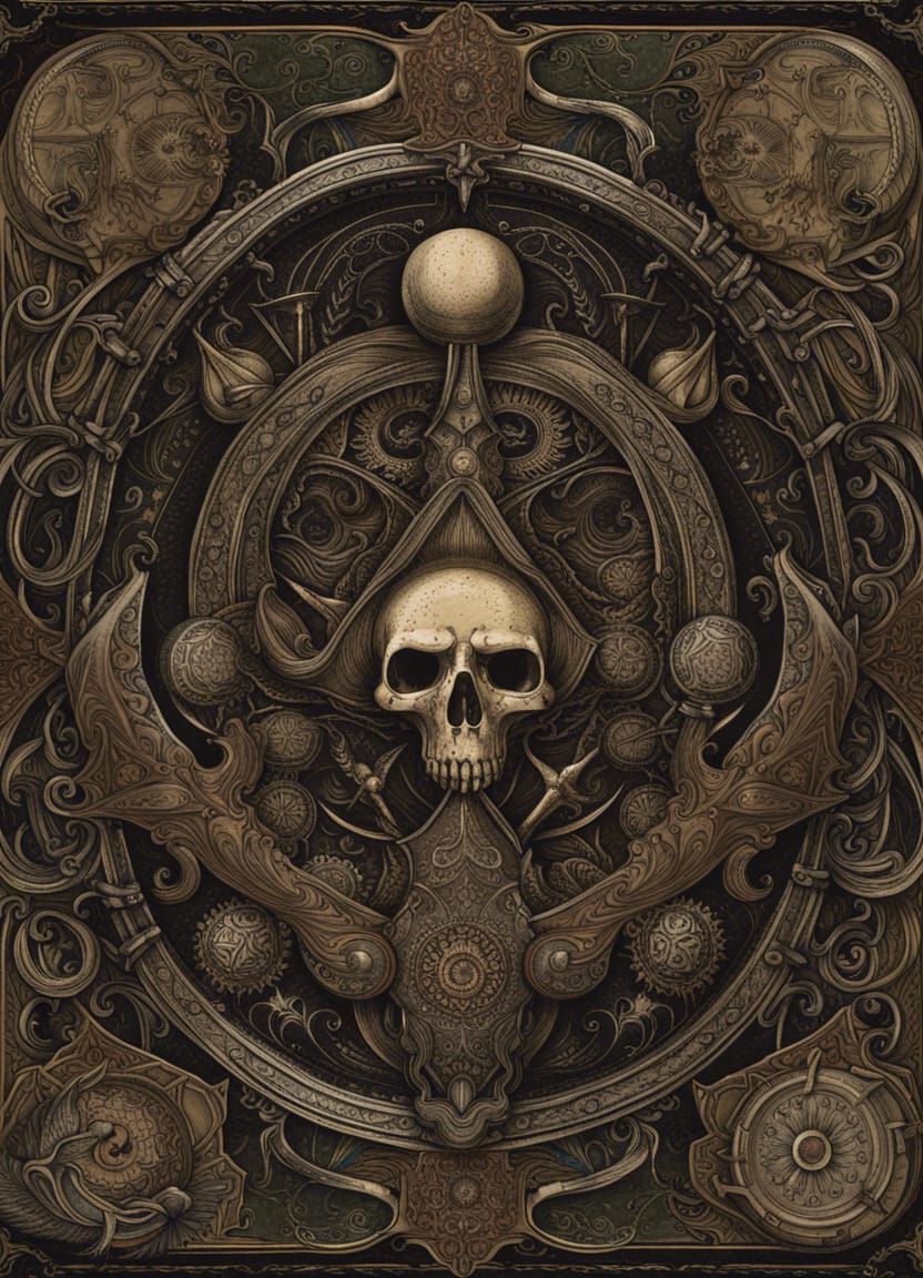 Ornate Dark Fantasy Scene with Occult Beings