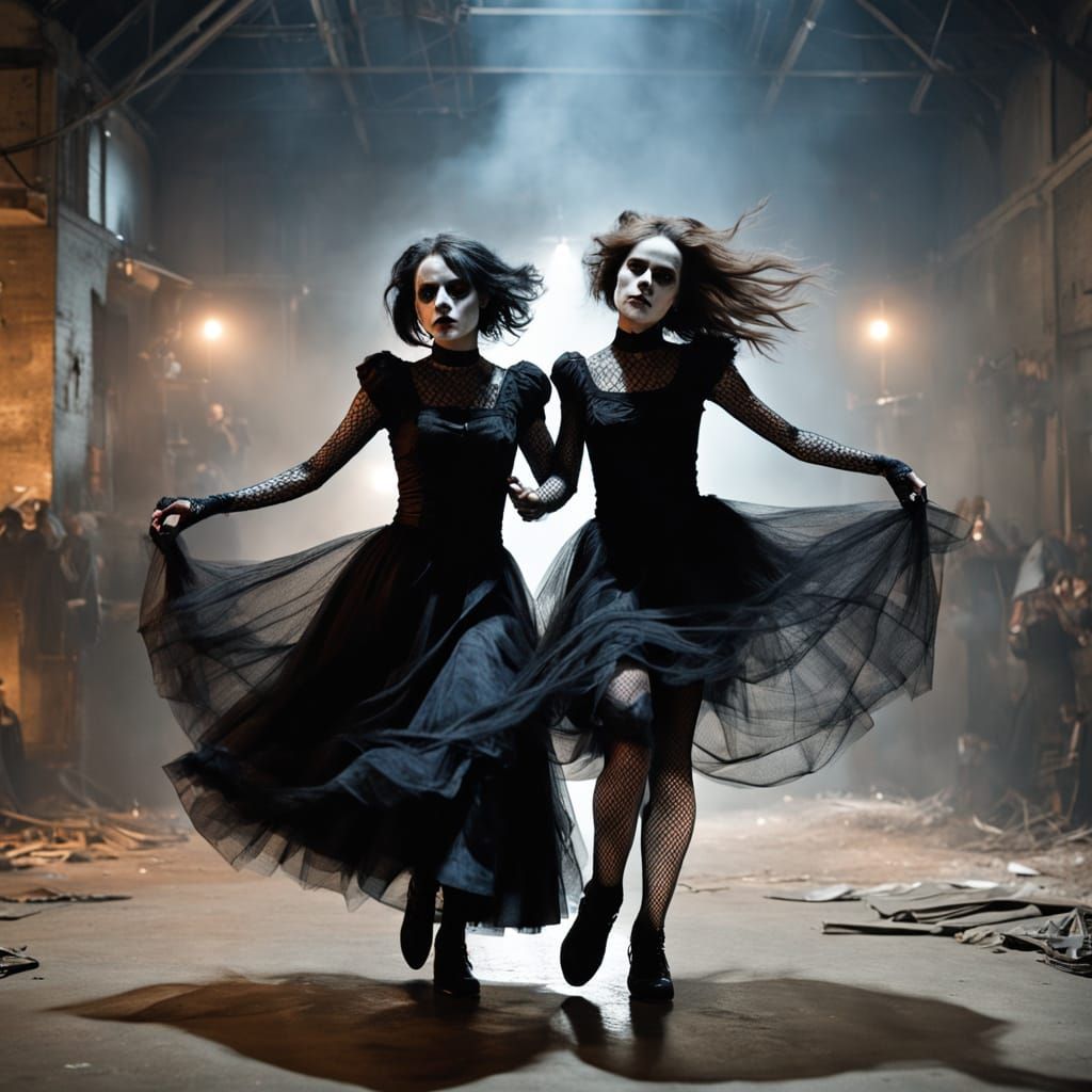 Gothic Cross Dresser Dances with Spirits at Haunted Rave