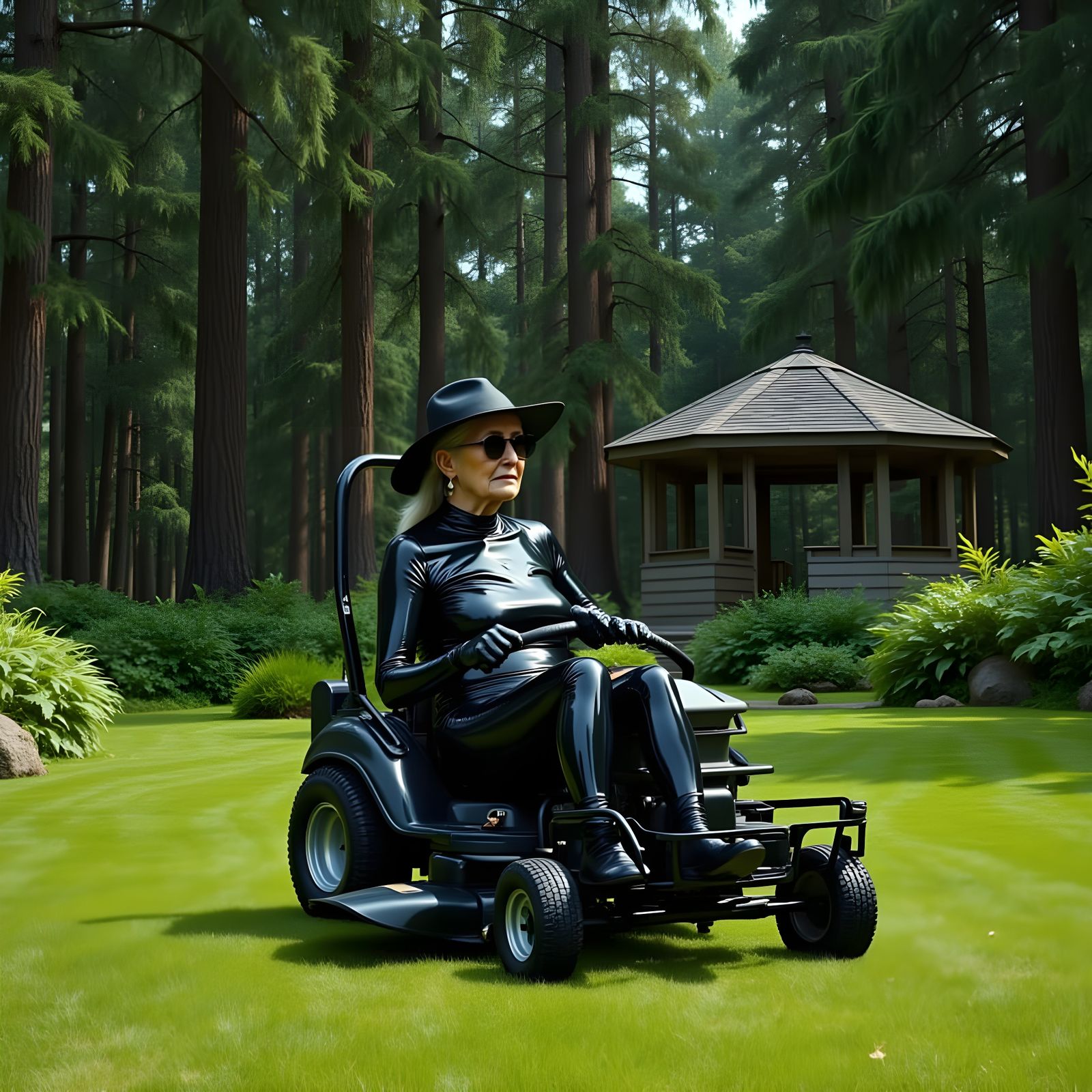 Mowing the lawn is one of Thalia's favorite tasks.