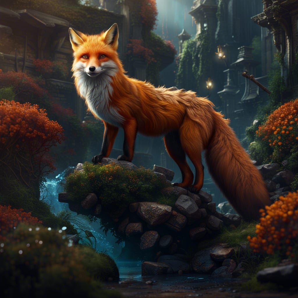 Fantastical Fox in Detailed Matte Painting