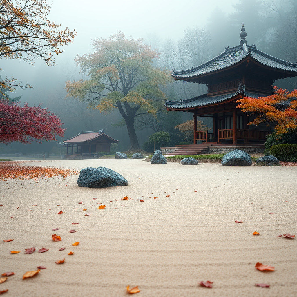 Mystical Zen Garden with Fractal Art in 3D