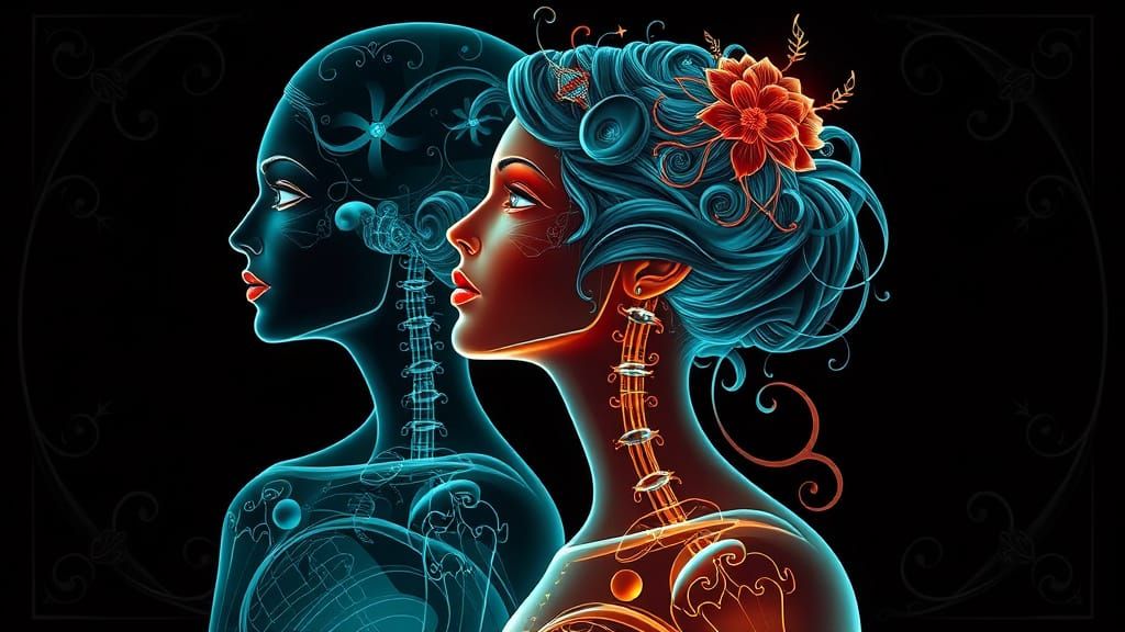 X-Ray Art Nouveau Women Vector Design