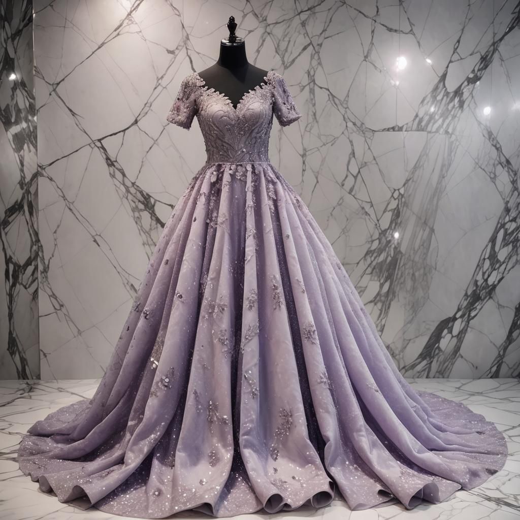 Asymmetrical Light Purple Crystal Wedding Dress