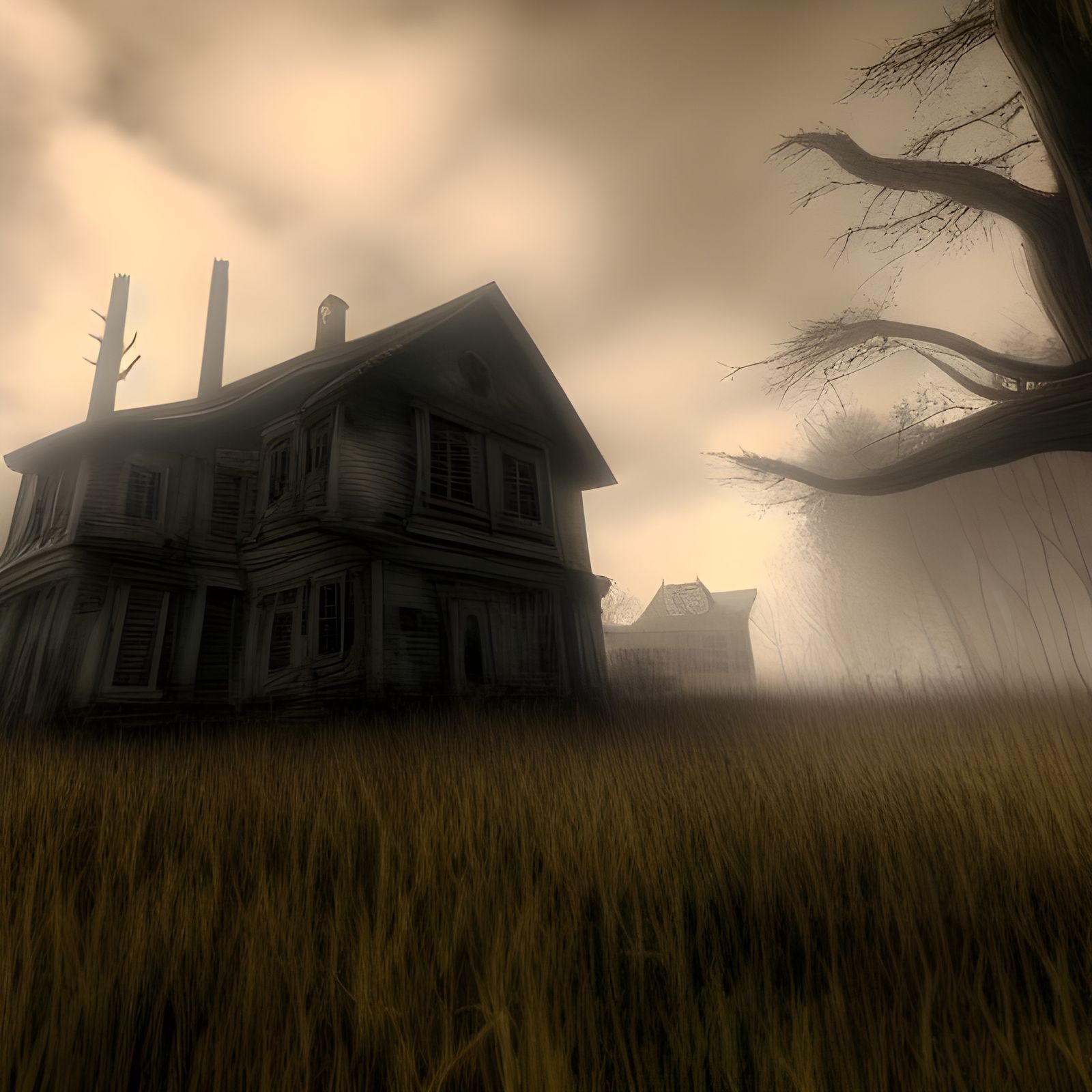 Ominous Eldritch Horror Landscape of Inescapable Pursuit