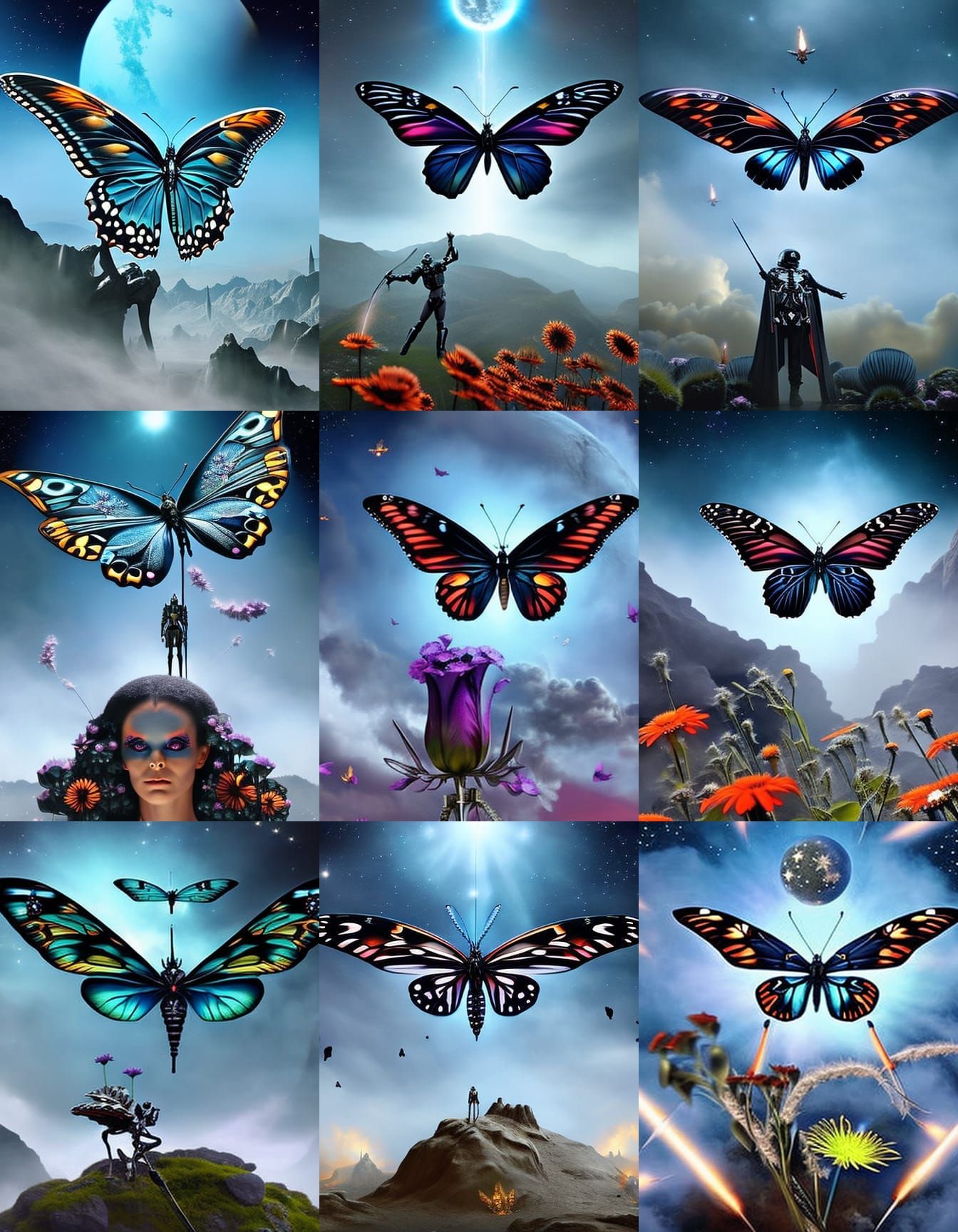 Gothic Evil Butterfly with Skeleton Wings in Hyperrealism