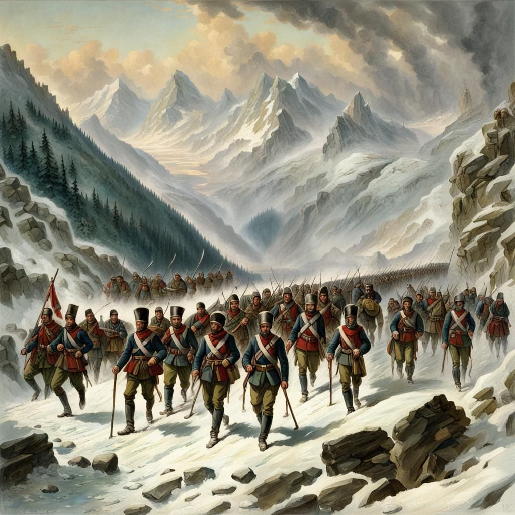 French army crossing the alps