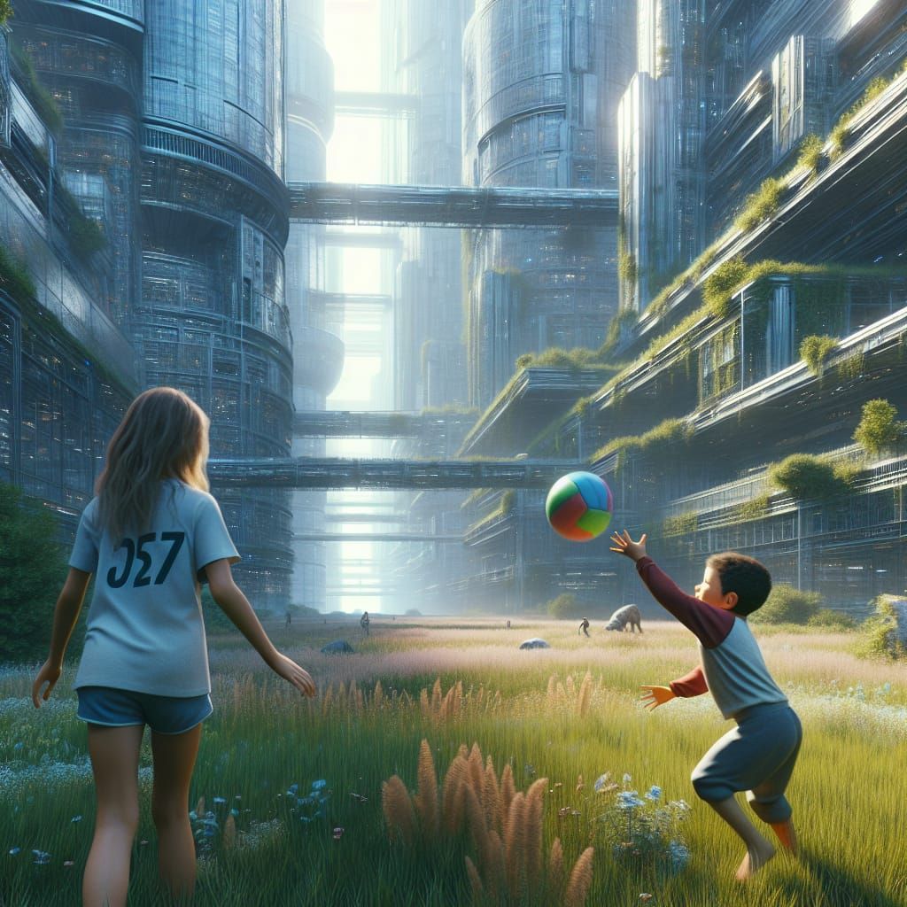 Abandoned Playground in Futuristic Sci-Fi City