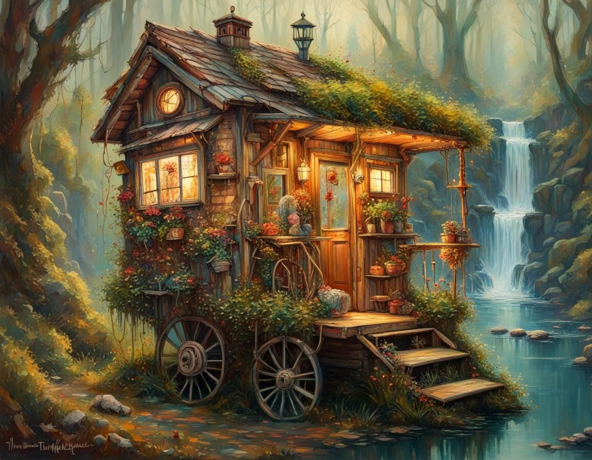 Fantastical Mobile Home with Steampunk Engine