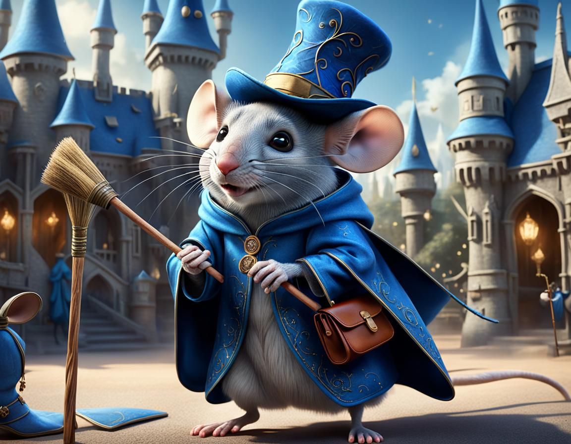 Mouse Magician Flies over Magic Castle Playground