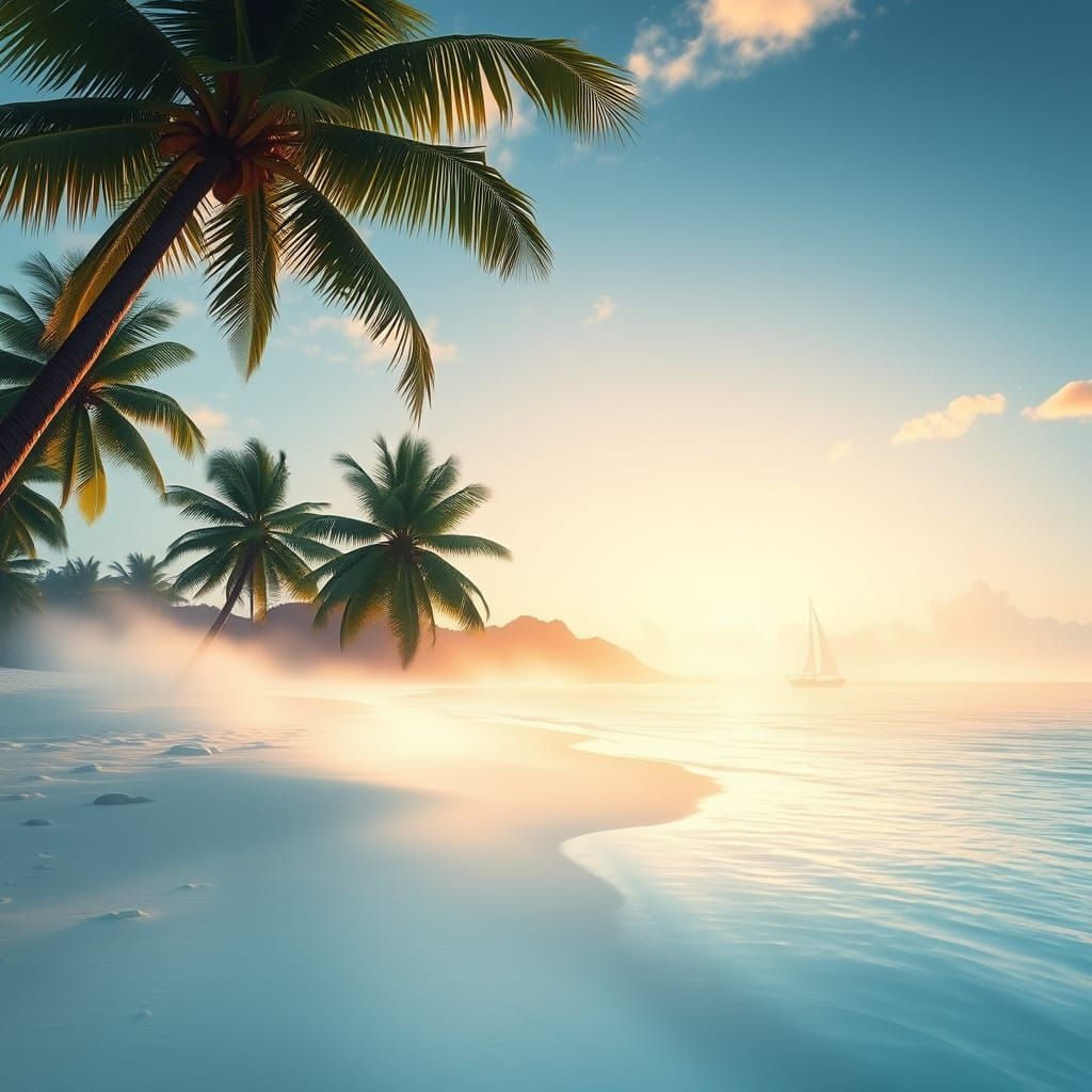 Serene Tropical Paradise at Dawn