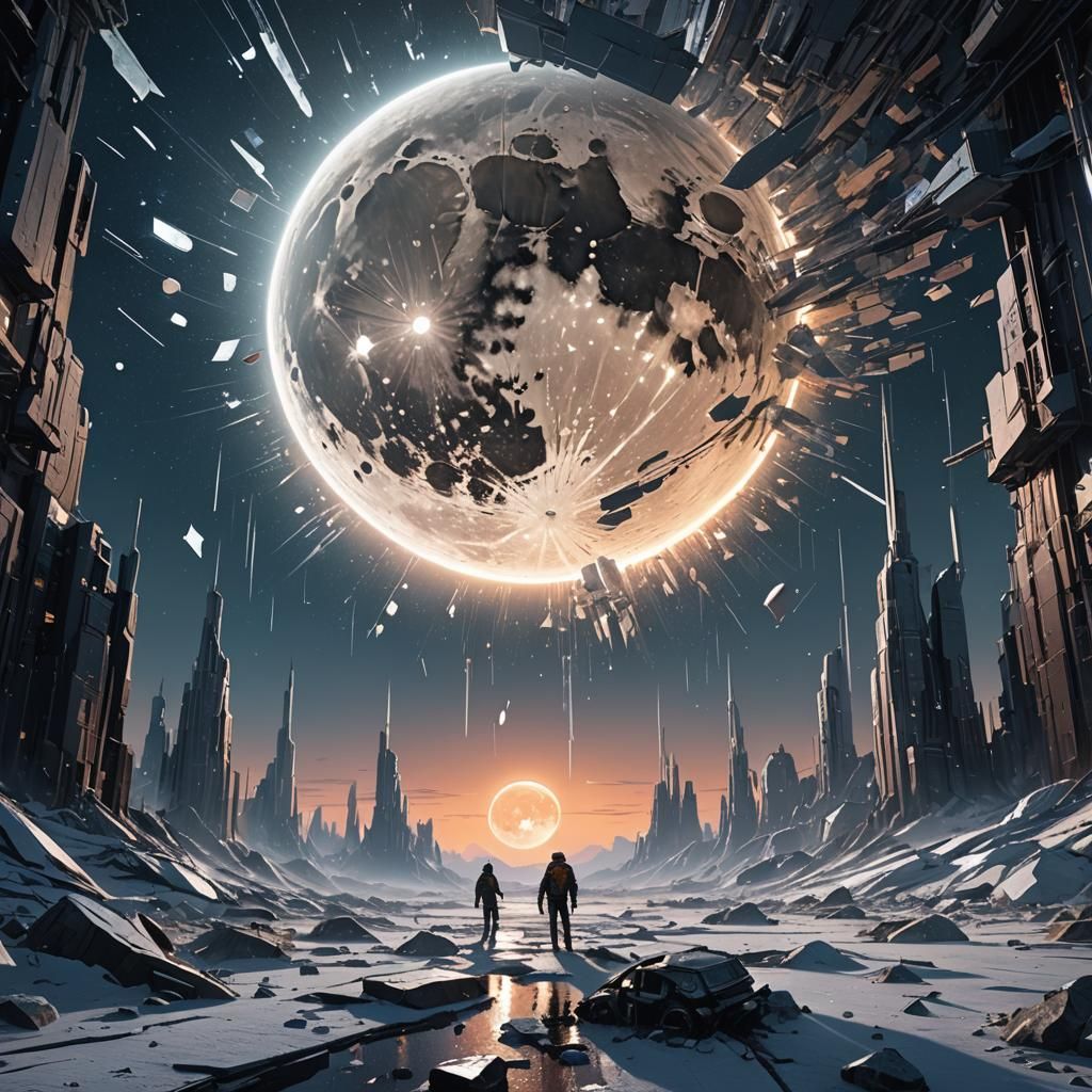 Shattered Moon in Glass Shards, Digital Matte Painting