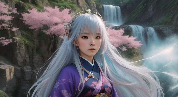Wuxia Wizard Princess Near Everest in Pastel Colors