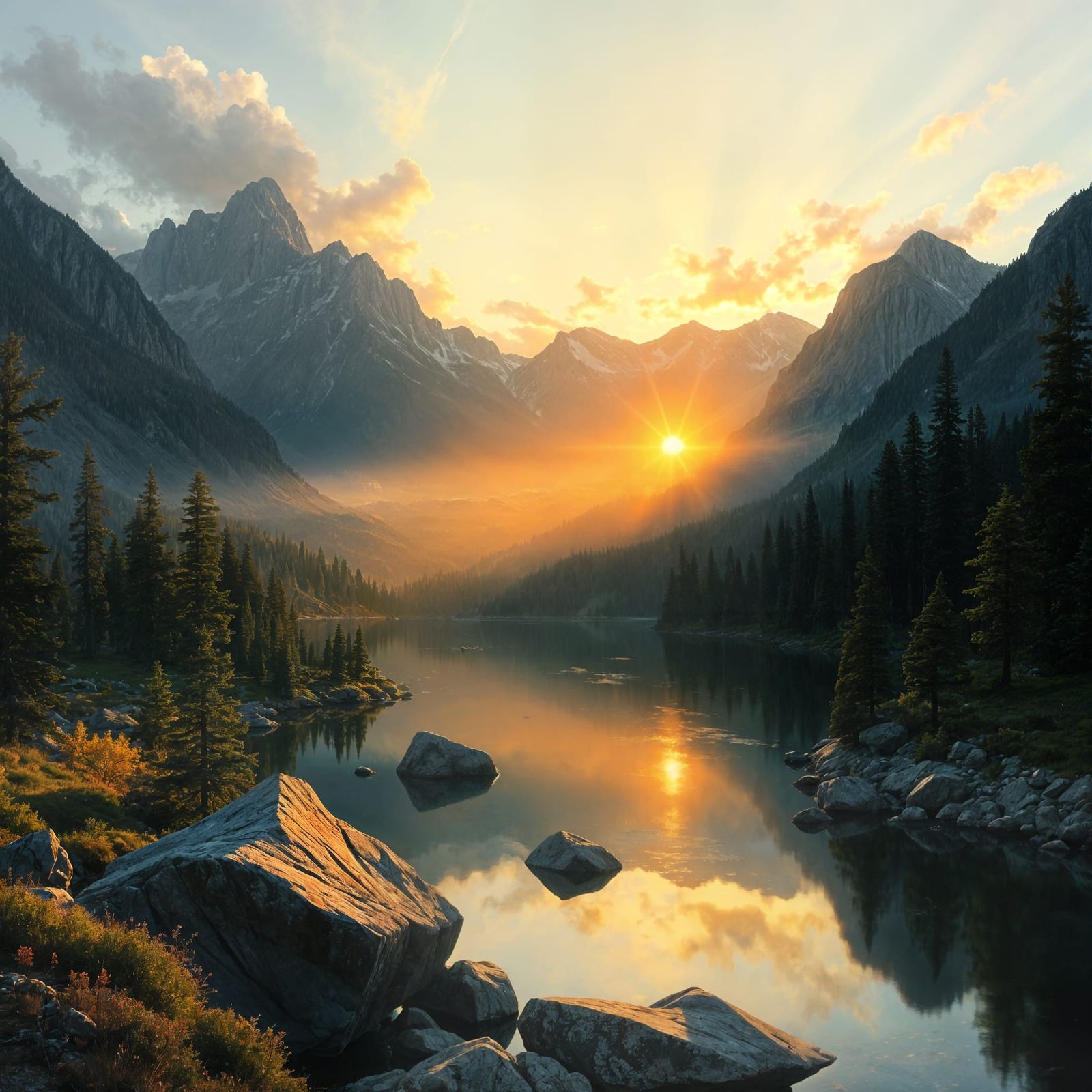 Sierra Nevada Landscape in Bierstadt Style