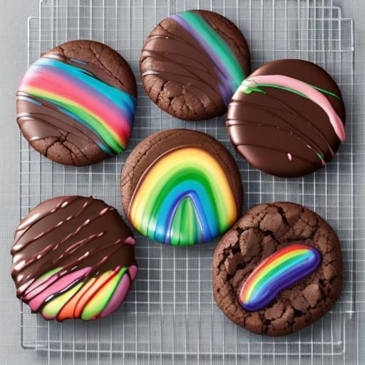 Rainbow Streaked Chocolate Chip Cookies: AI Art