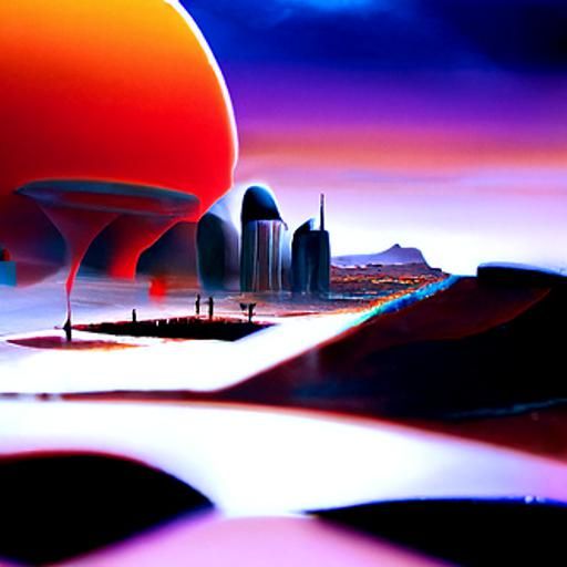 Futuristic Dome City in Desert Sunrise