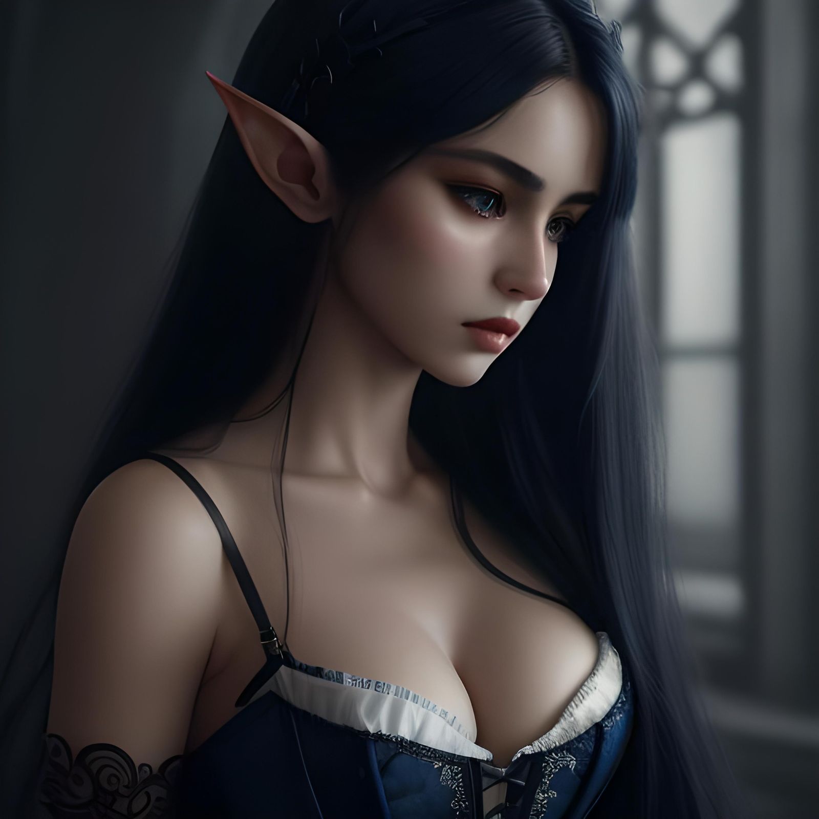 Mysterious Elf Portrait in Hyperrealistic Style