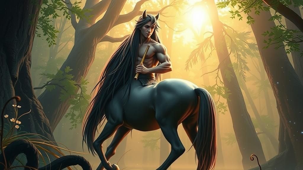 Centaur Playing Flute by Lake at Dusk