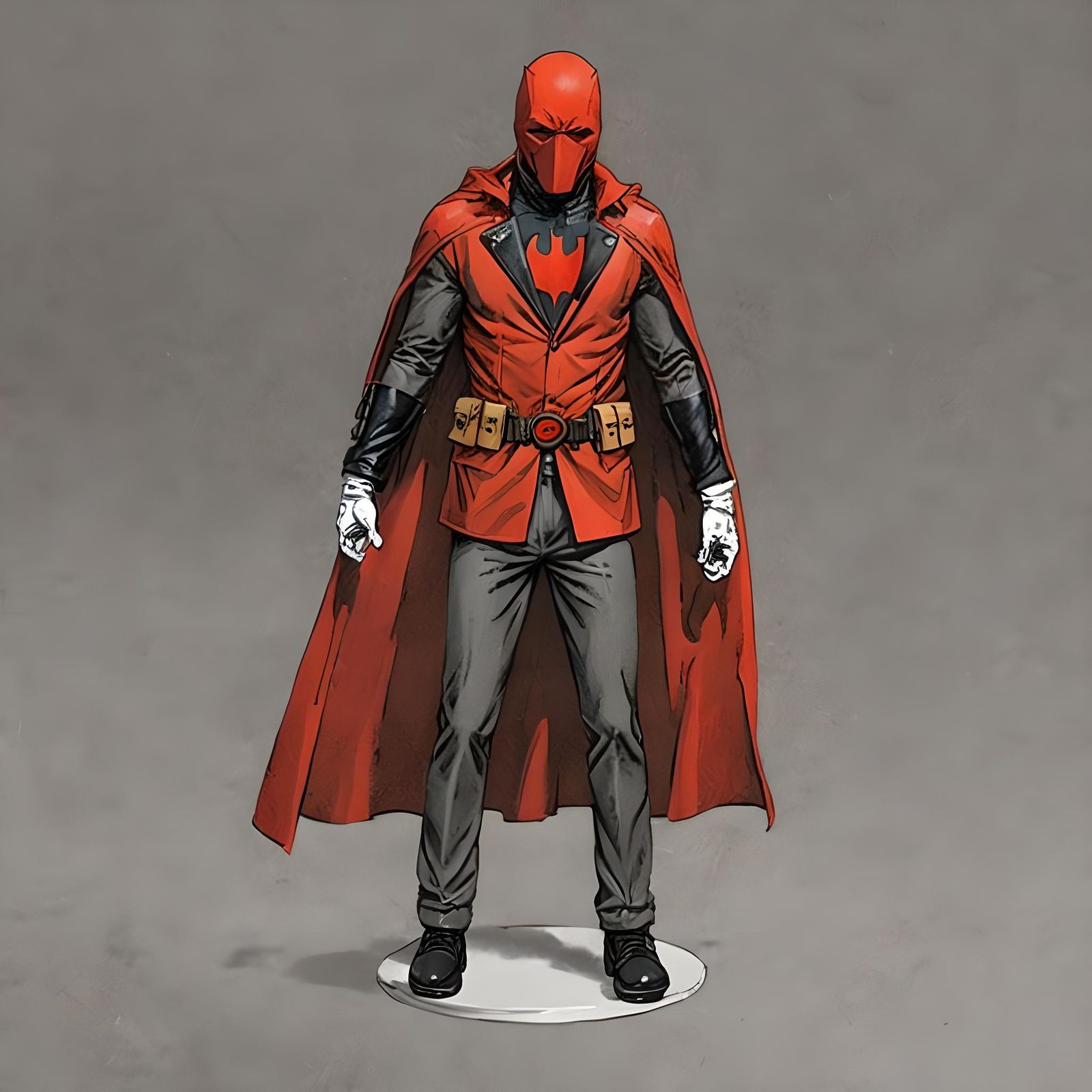 The Red Hood in Metal Mask and Suit