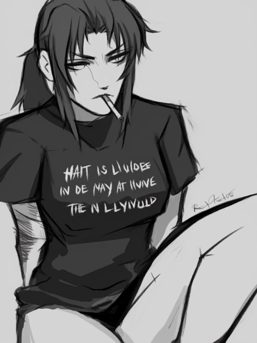 Rough Sketch of Androgynous Rebel in Black and White