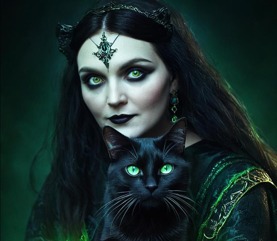 Evil Sorceress Portrait in Dark Fantasy Style