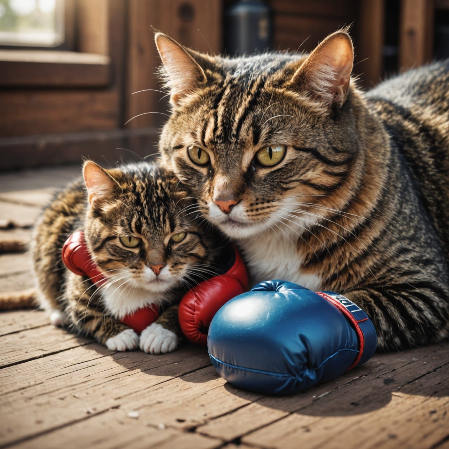 Mouse Ready to Box Sleeping Cat