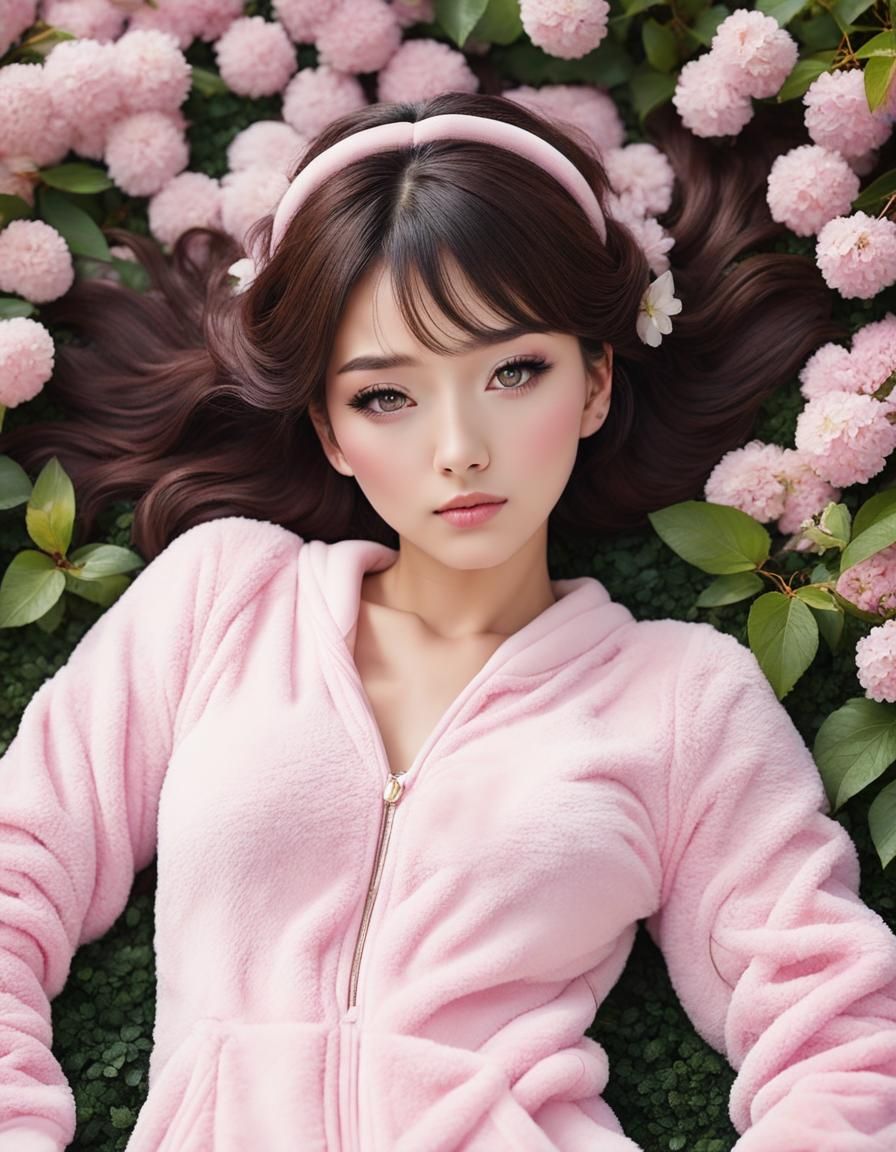 Girl in fluffy onesie