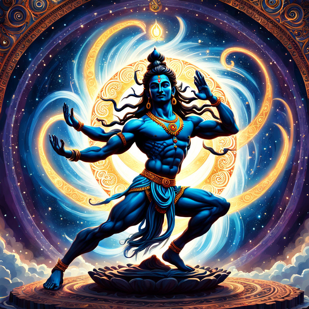 Shiva in Cosmic Dance: Vibrant Indian Art
