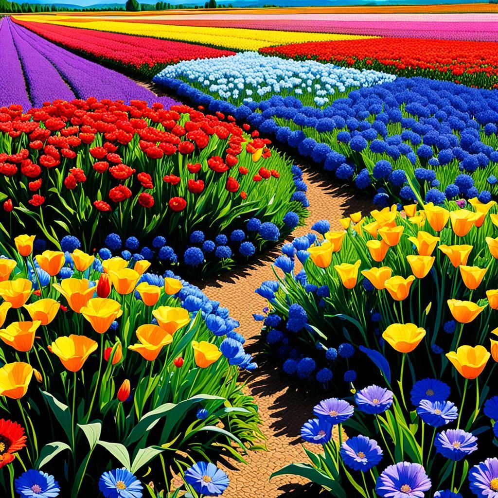 Colorful Flower Field: A Vibrant Spectacle