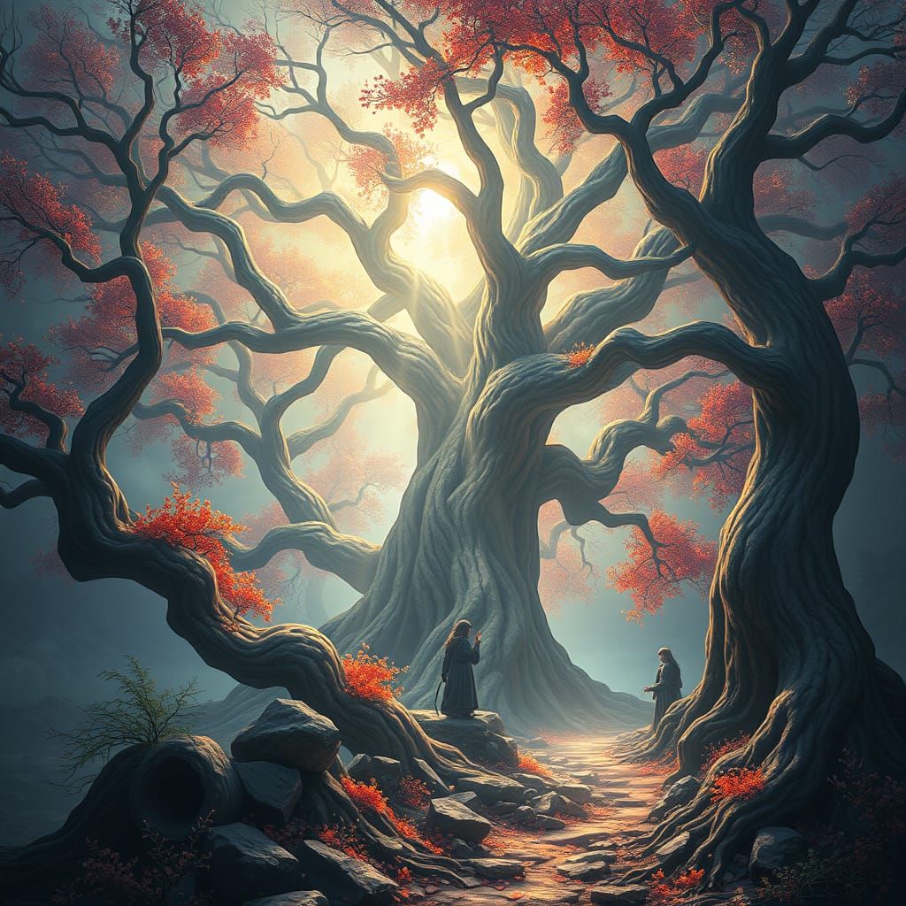 Ethereal Pathwalker in Art Nouveau Style