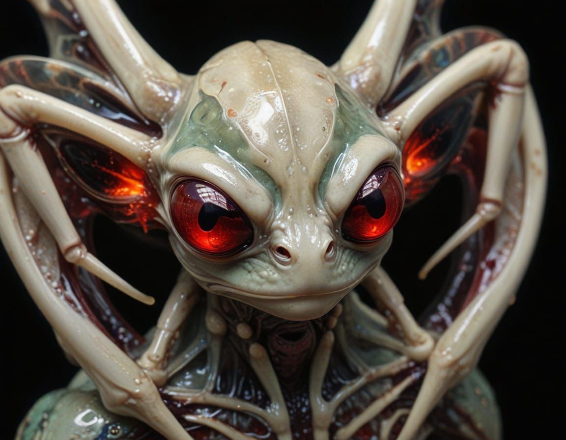Ethereal Iridescent Alien Frog-Spider Hybrid Portrait