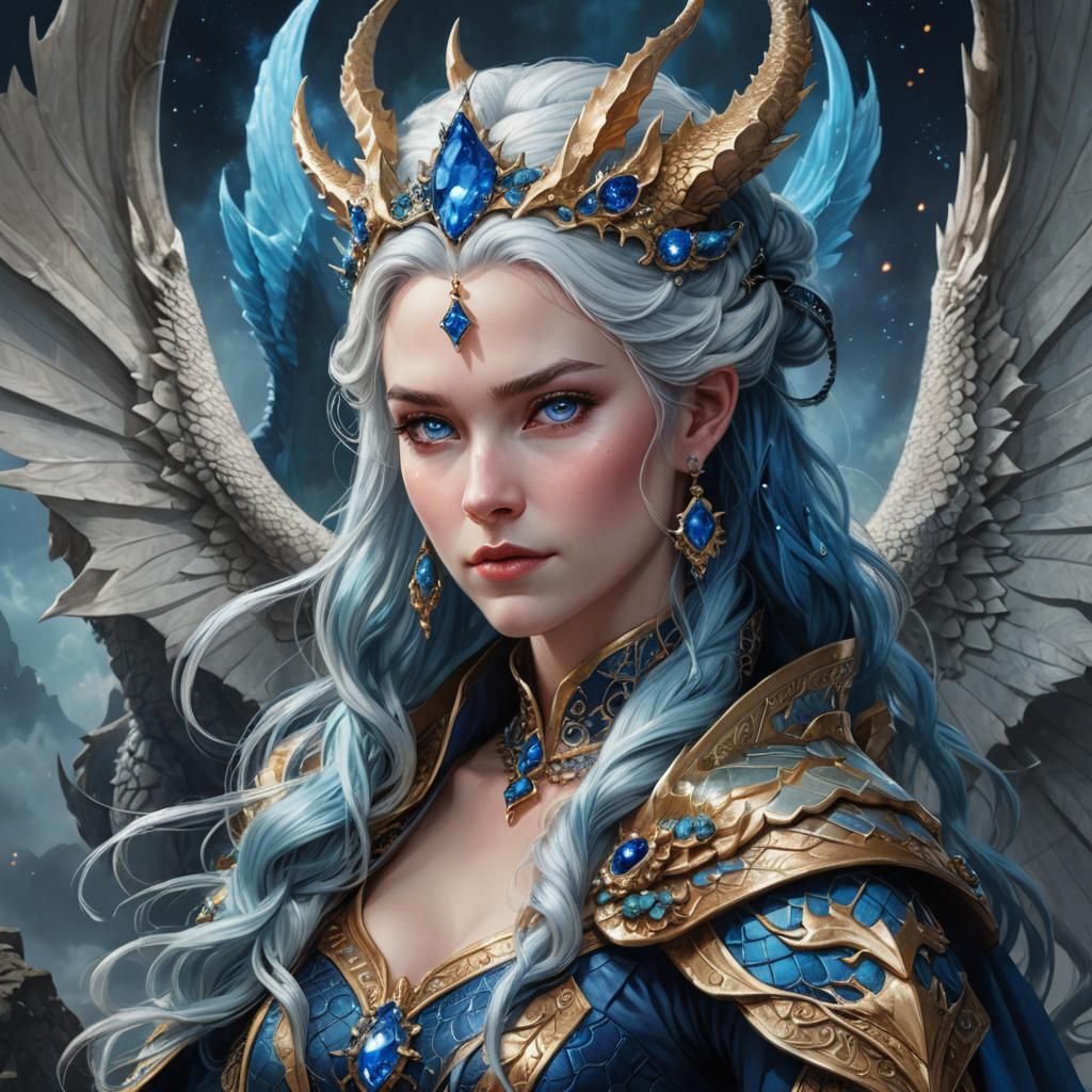 Dragon Queen Portrait in Detailed Matte Painting Style