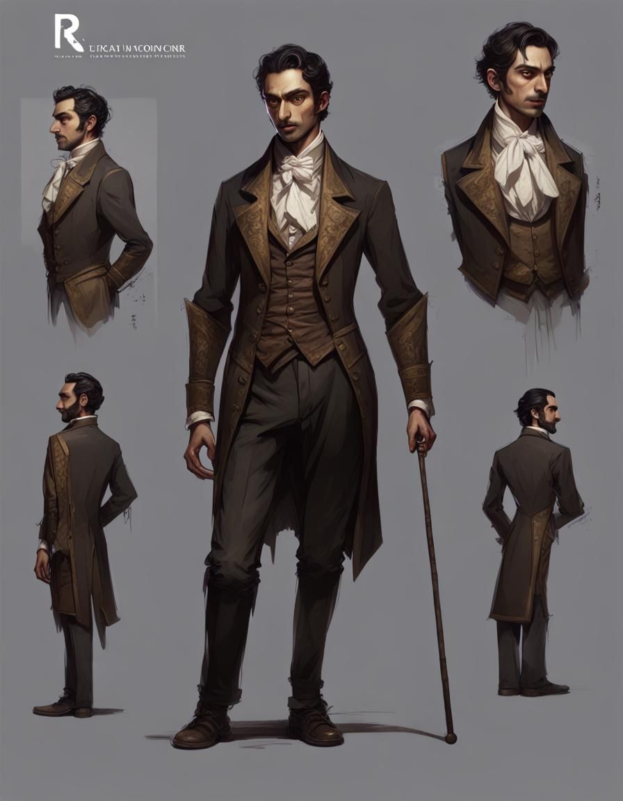 Victorian Male Character Concept Art with Cane