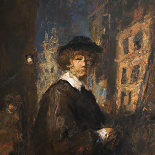 Paris 1890: Detailed Oil Painting in Rembrandt Style
