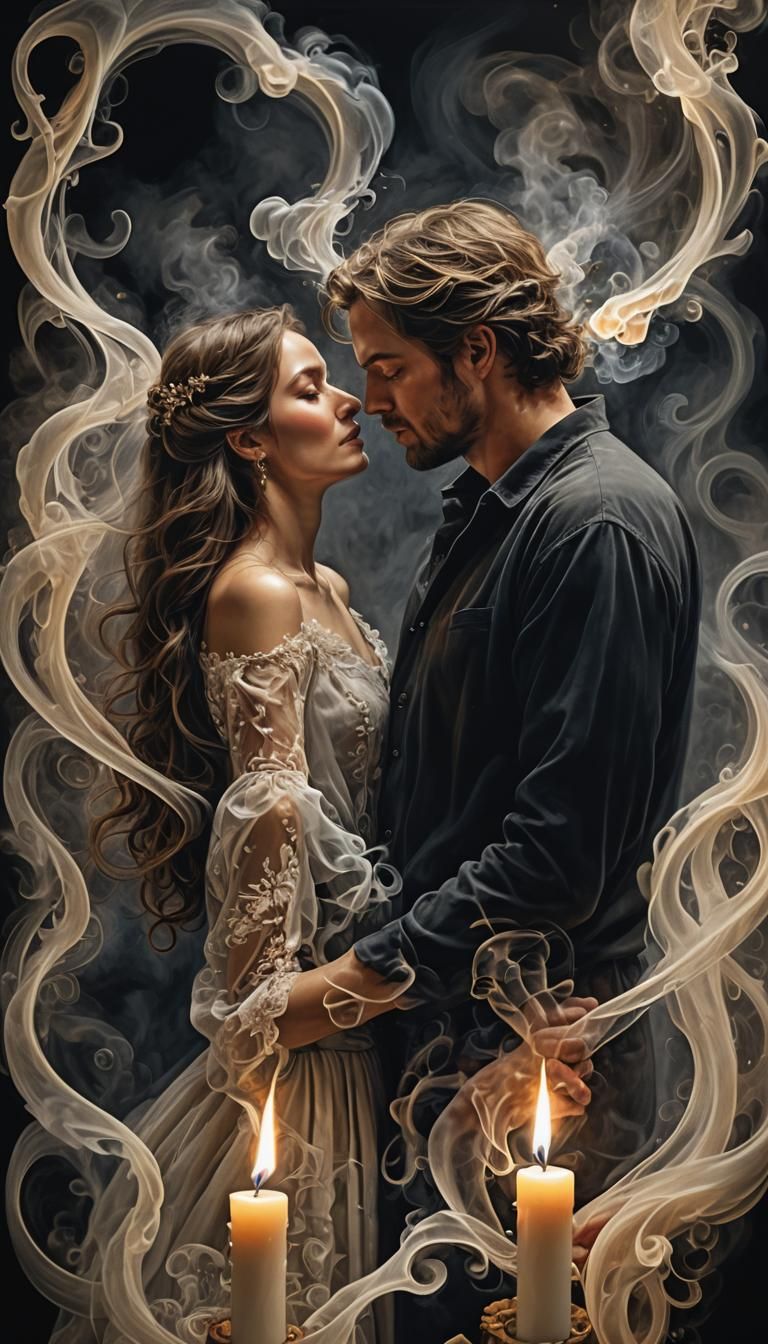 Romantic Couple Emerges from Candle Smoke