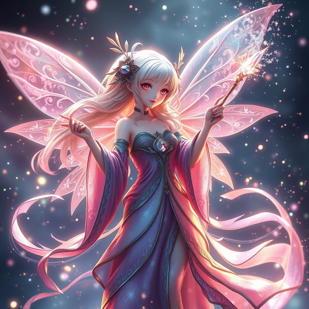 Mystical Fairy in Whirlwind of Color