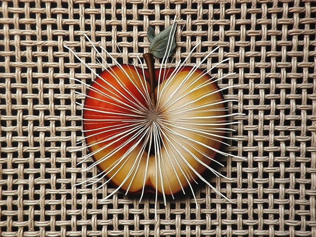 Surreal Apple Woven with Silver Threads