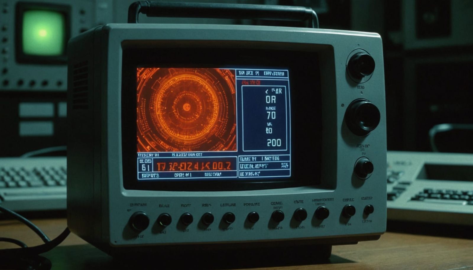 Y2K Retro Sci-Fi Wizard Gadget in Moody Lighting