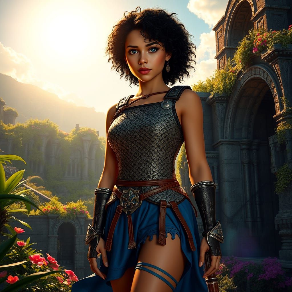 Medieval Fantasy Maiden in Tropical Ruins