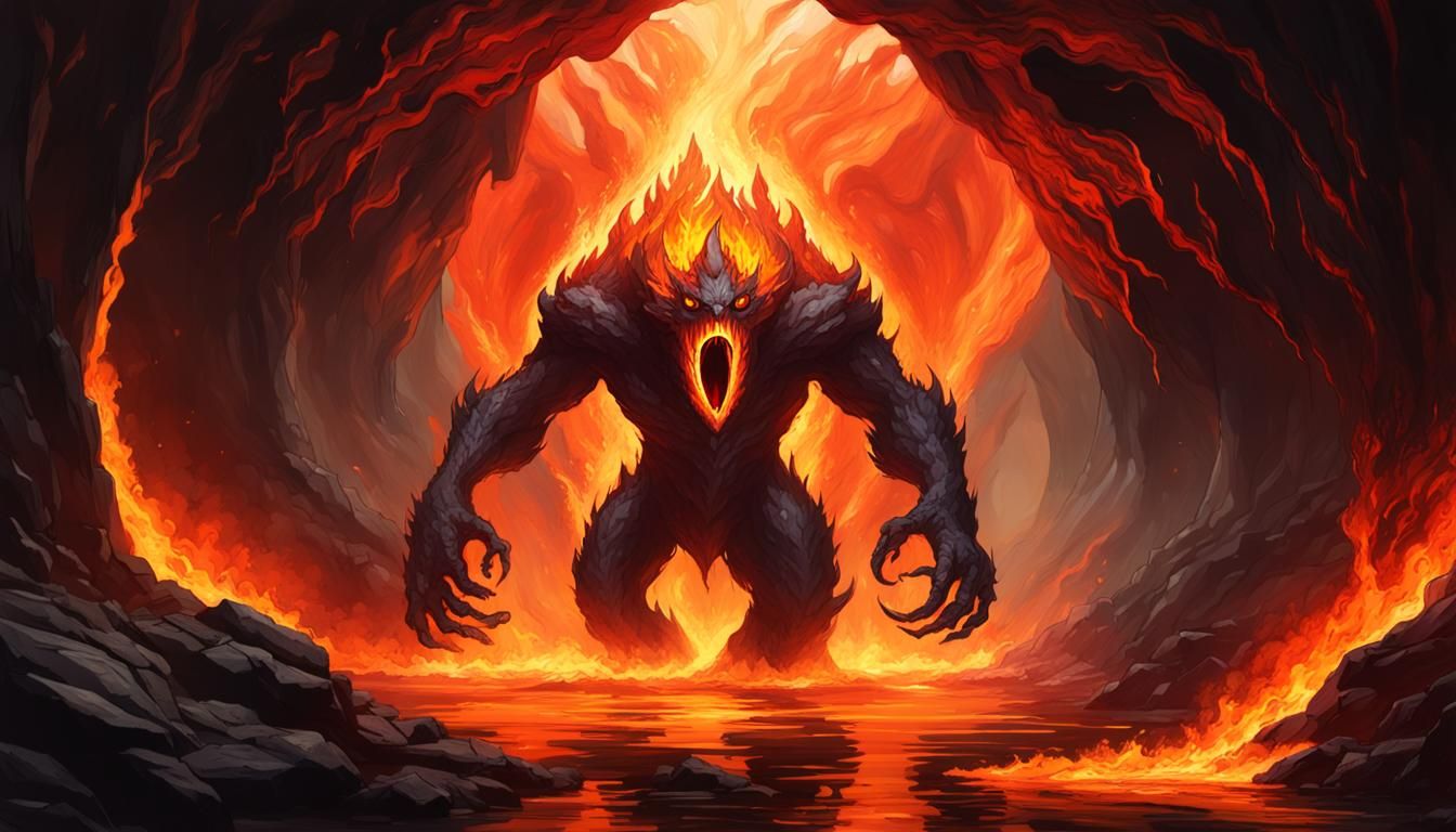 Magma Cave: Faceless Fire Monster Rising