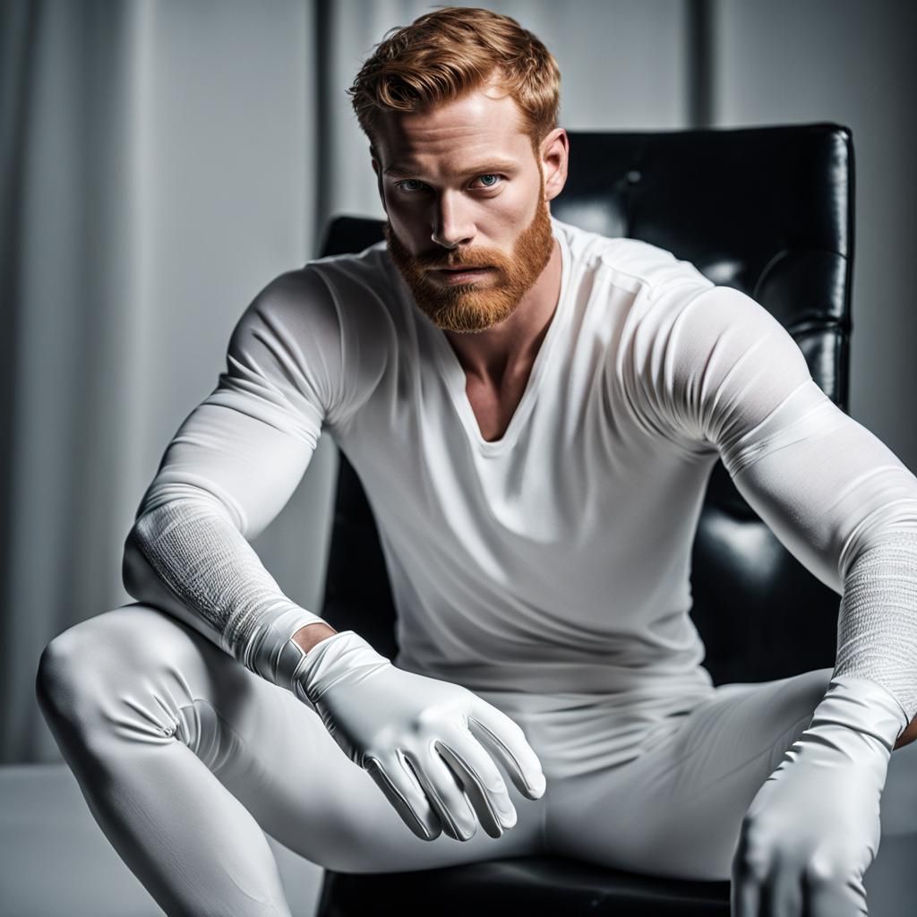 Handsome Ginger Man in White Underwear