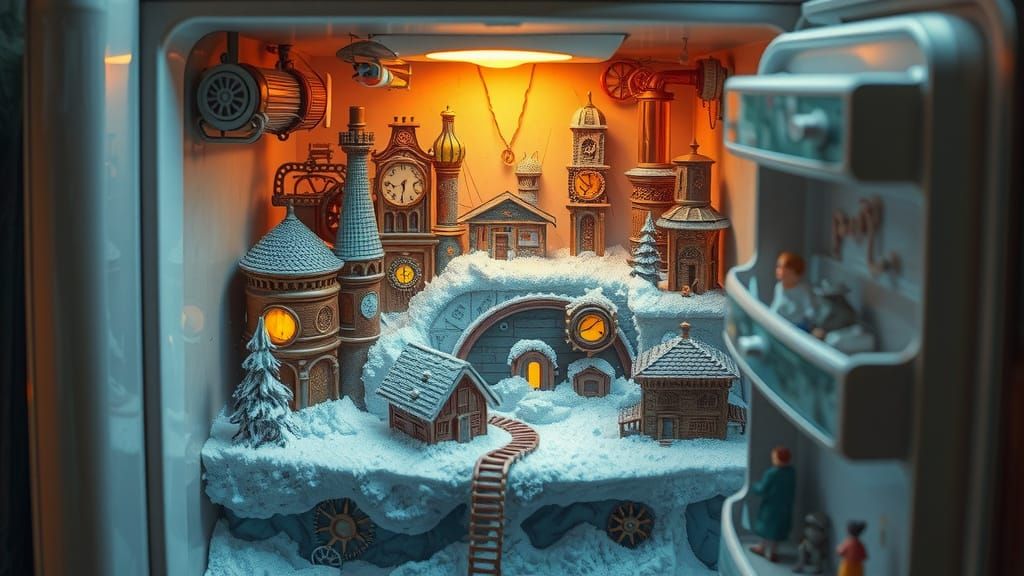 Steampunk World in a SMEG Refrigerator