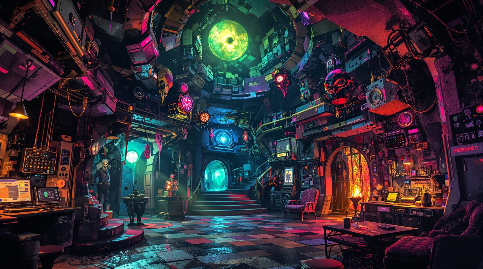 Gothic Supervillain Hideout With Gadgets