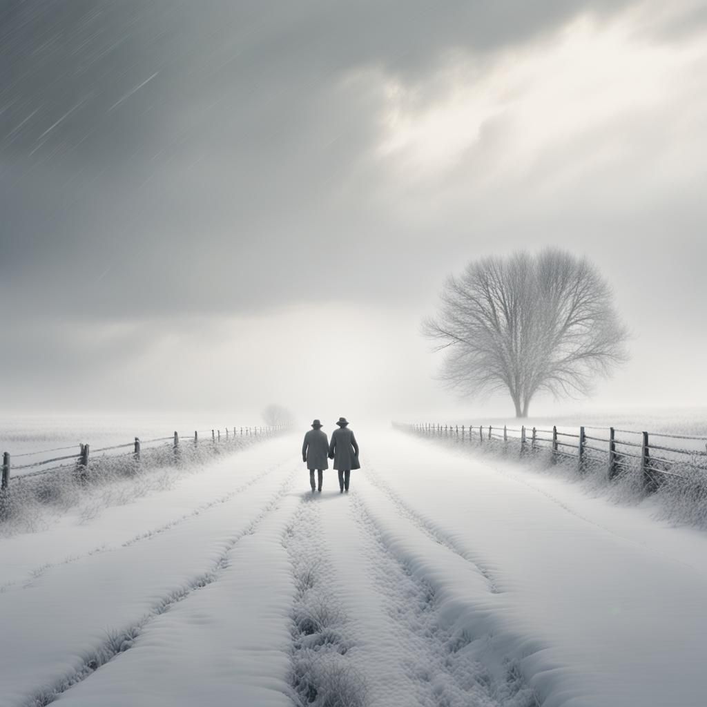 Snowstorm Engulfs Countryside: A Digital Matte Painting